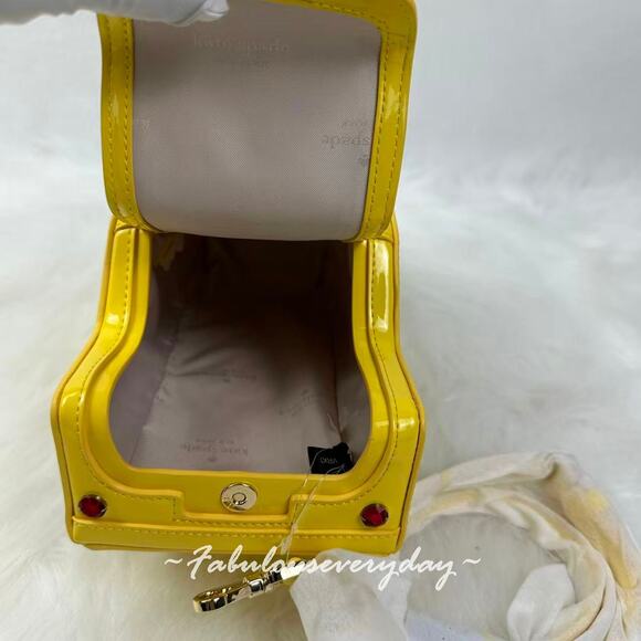 Kate Spade NYC 3D Taxi Crossbody Bag Purse In Patent Fabric/Yellow KI975 NWT - Picture 7 of 12